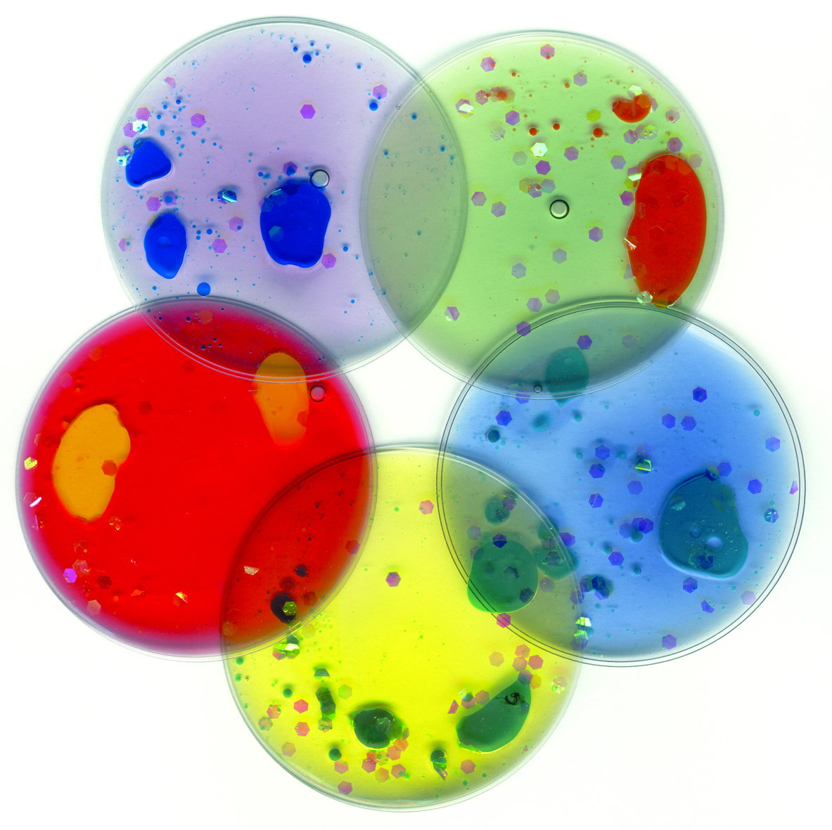 Glitzernde Gel Kissen klein 5er Set