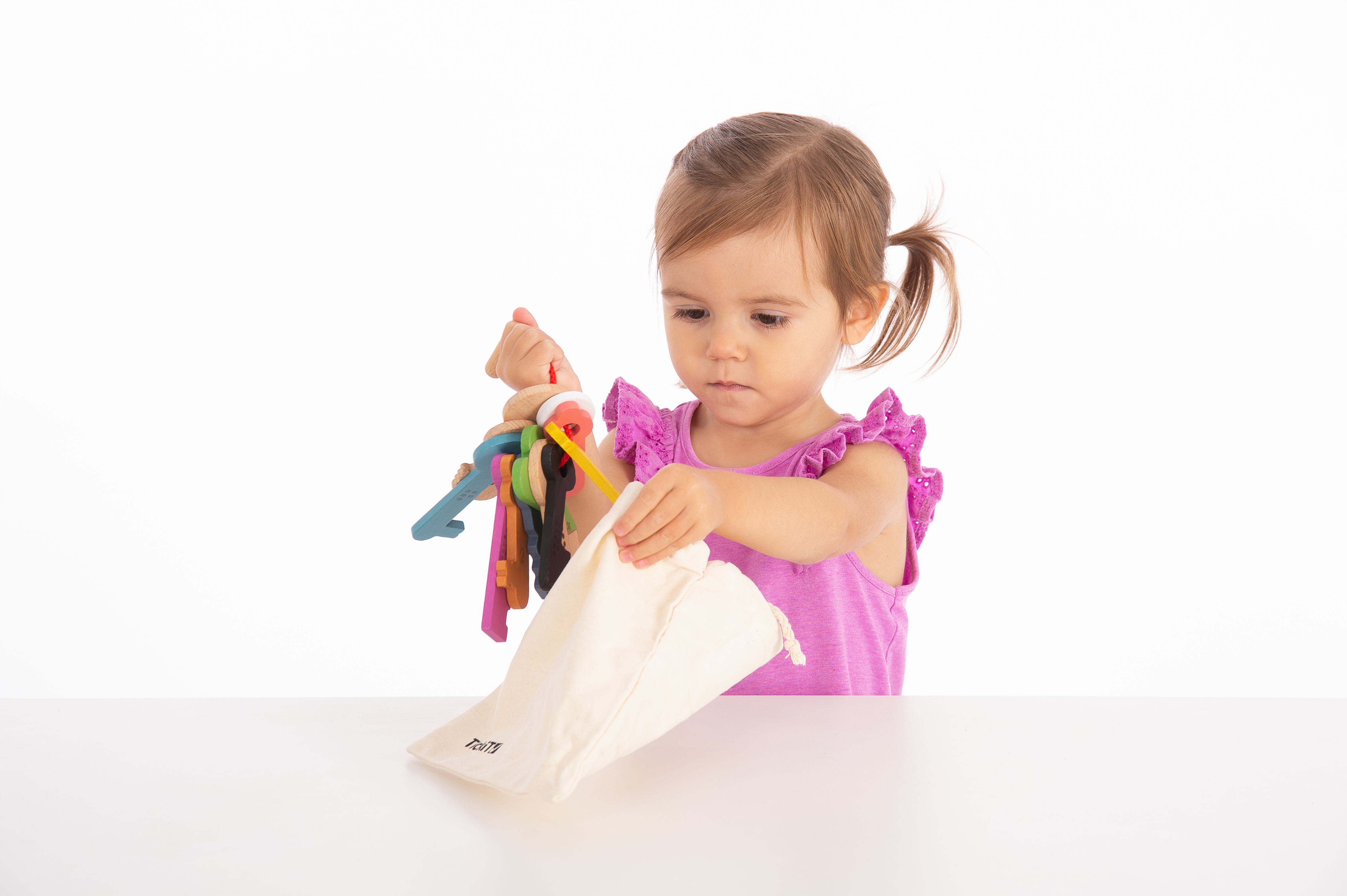 Buntes Schlüssel-Set aus Holz